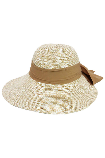 Mix Grain Straw Satin Ribbon Dome Derby Sun Hat