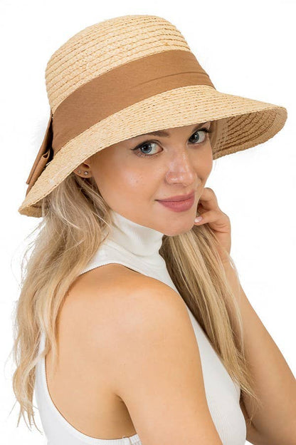 Natural Luxury Soft Crush Straw Cotton Big Bow Sun Hat