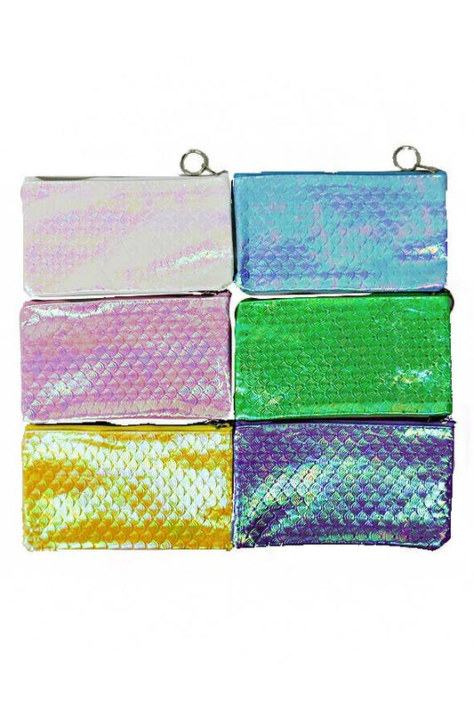 Holographic Mermaid Scale Pattern Zipper Pouch