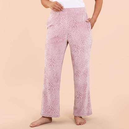 Leopard Luxe Lounge Pajama Pants | Soft Velour PJ Bottoms