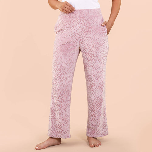Leopard Luxe Lounge Pajama Pants | Soft Velour PJ Bottoms