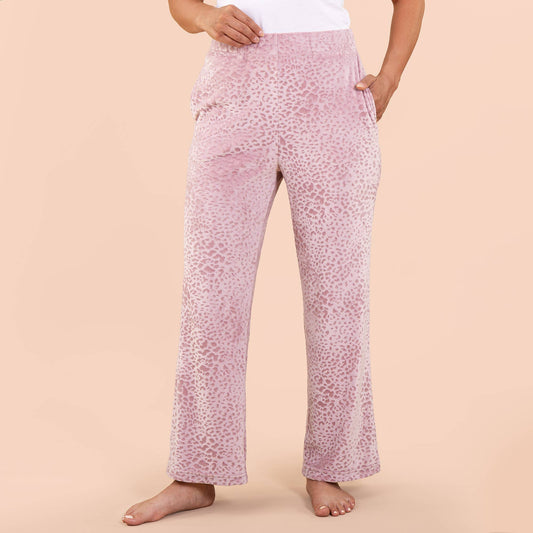 Leopard Luxe Lounge Pajama Pants | Soft Velour PJ Bottoms