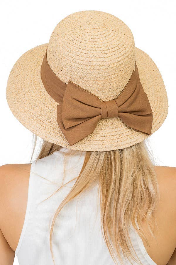 Natural Luxury Soft Crush Straw Cotton Big Bow Sun Hat