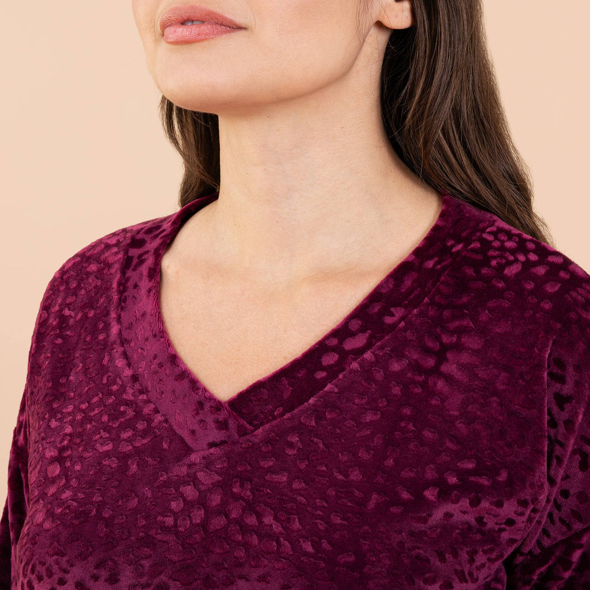 Leopard Luxe Lounge Pajama Top | Long-Sleeve Velour PJs