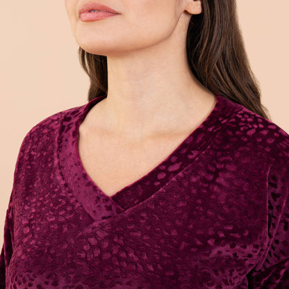 Leopard Luxe Lounge Pajama Top | Long-Sleeve Velour PJs