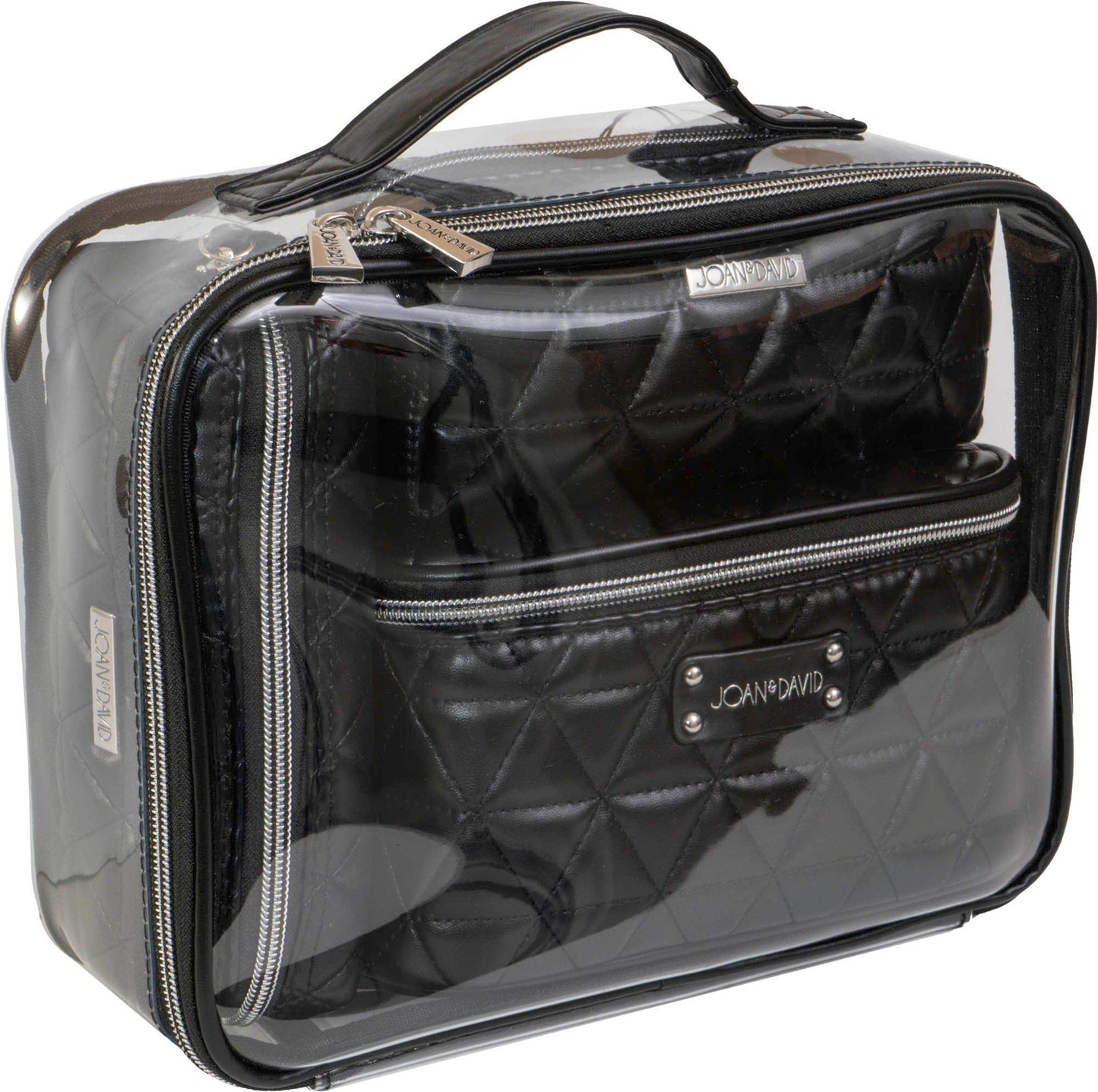 Joan & David The Triangle Quilted 4 Piece Cosmetic Bag Set - Black