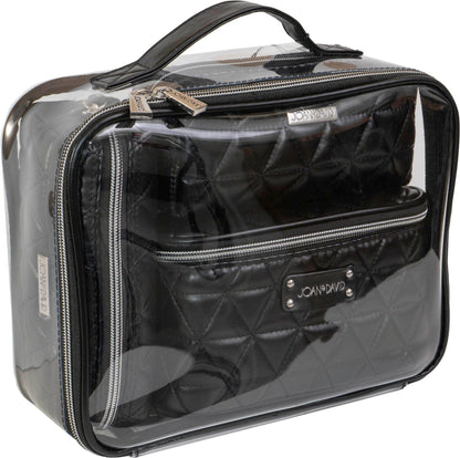Joan & David The Triangle Quilted 4 Piece Cosmetic Bag Set - Black