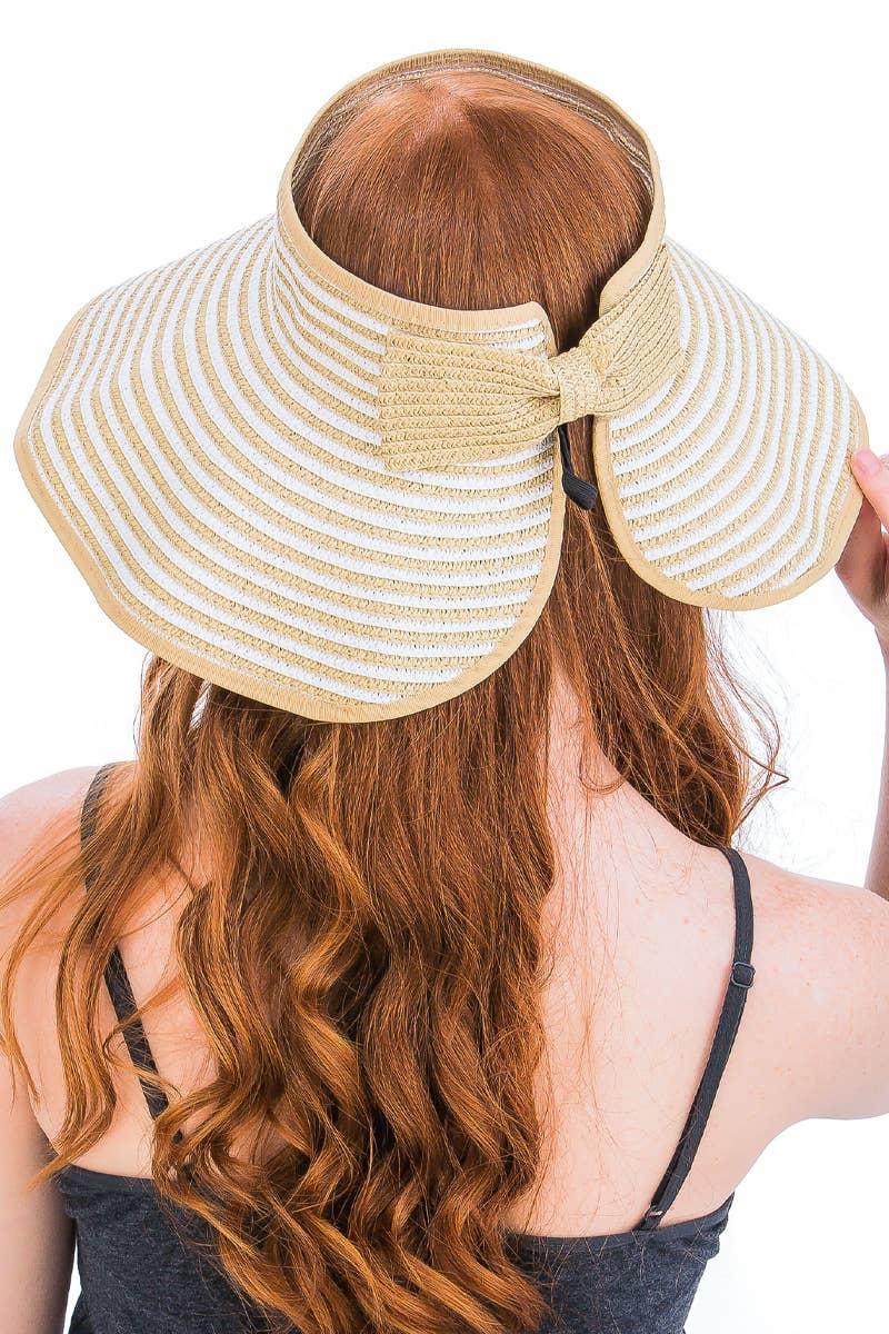 Harbor Stripe Pack And Go Wide Roll-up Sun Hat