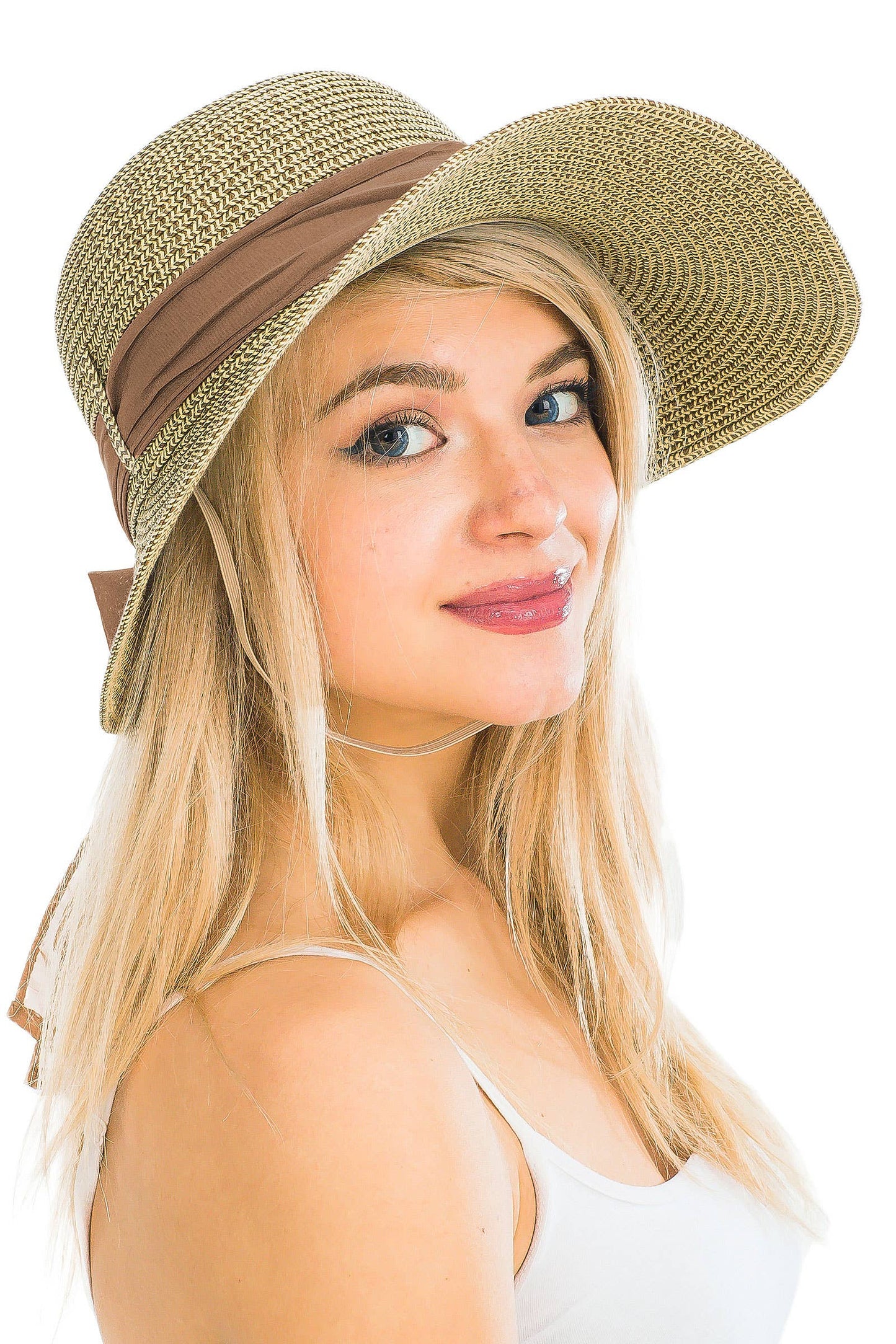 Mix Grain Straw Satin Ribbon Dome Derby Sun Hat