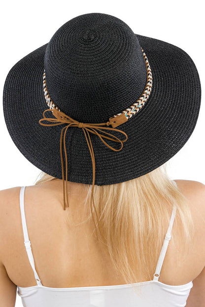 Tribal Band Dome Brim Straw Derby Sun Hat
