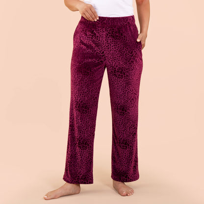 Leopard Luxe Lounge Pajama Pants | Soft Velour PJ Bottoms