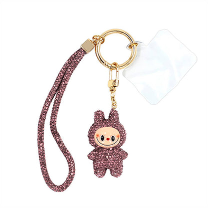 Bling Studded Monster Bunny Figure Phone Strap Keychain Bag Charm