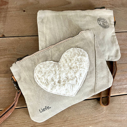 Liefe NL Clutch teddy heart (vintage canvas light)