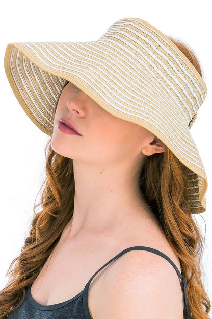 Harbor Stripe Pack And Go Wide Roll-up Sun Hat