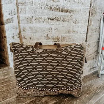 Myra Embossed Leather Overnight Bag