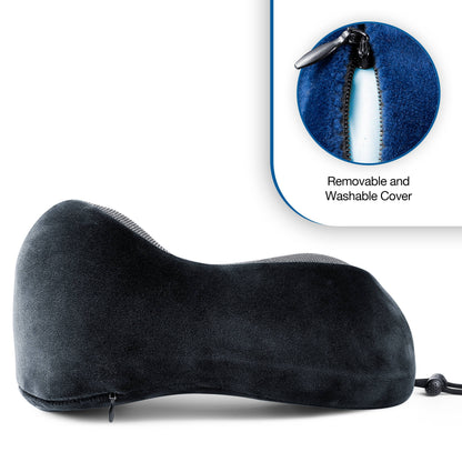 Cloudz Tech Memory Foam Travel Pillow With Earplugs - Black