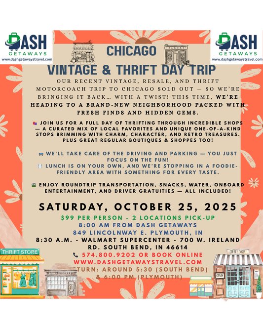Chicago Vintage & Thrift Dash - October 25, 2025 - South Bend & Plymouth Pickup Locations!