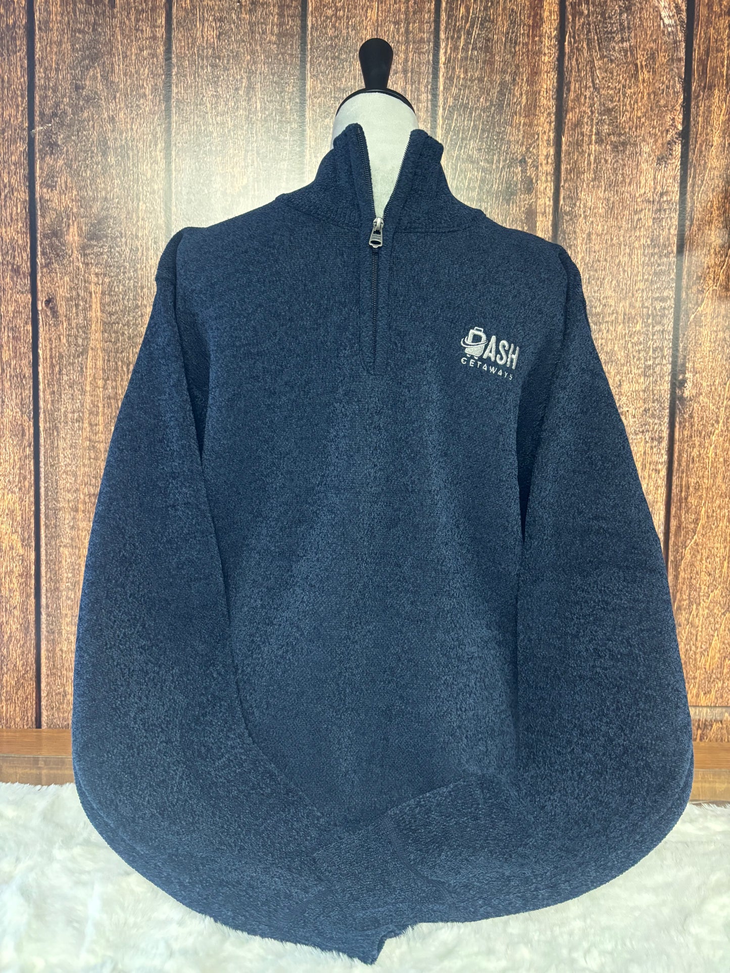 Kensington 1/4 zip Pullover w/ grey & white Buffalo Plaid fleece interior