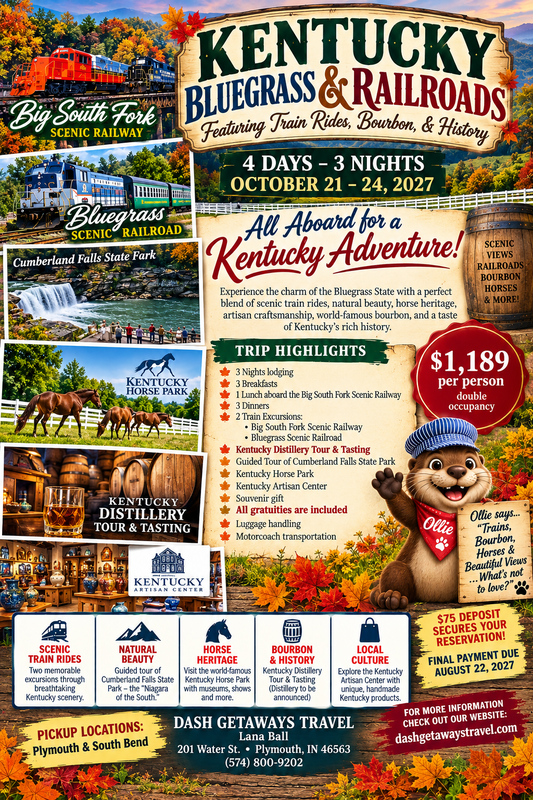 Kentucky Bluegrass and Railroads October 21-24, 2027