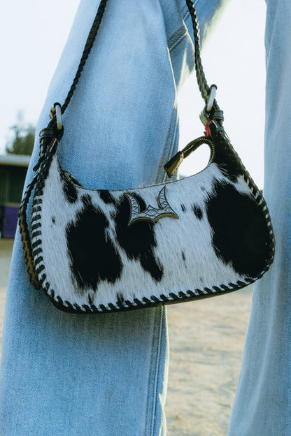 Myra Dannia Medium Purse – Black & White Cowhide