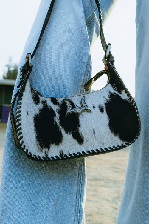 Myra Dannia Medium Purse – Black & White Cowhide