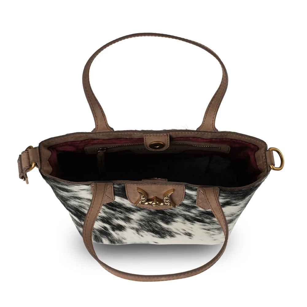 Loyal West by Myra - Dakota Medium Crossbody – Black & White Cowhide