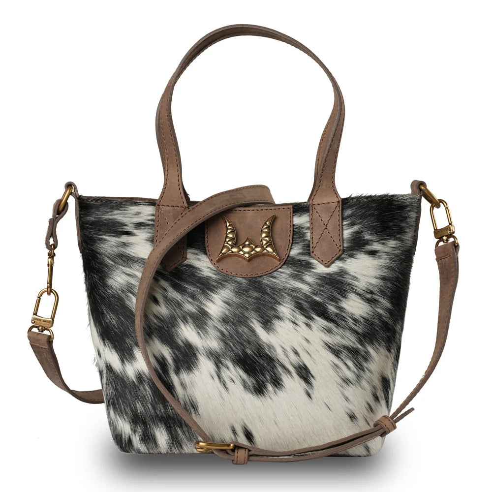 Loyal West by Myra - Dakota Medium Crossbody – Black & White Cowhide