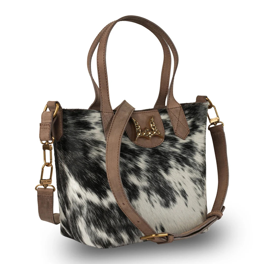 Loyal West by Myra - Dakota Medium Crossbody – Black & White Cowhide