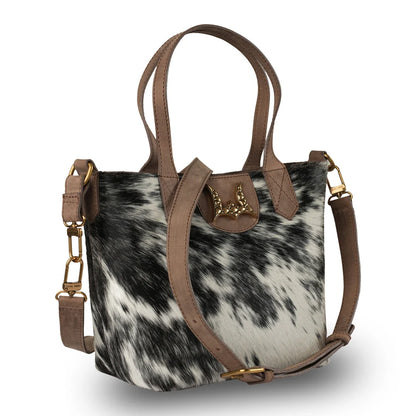 Loyal West by Myra - Dakota Medium Crossbody – Black & White Cowhide