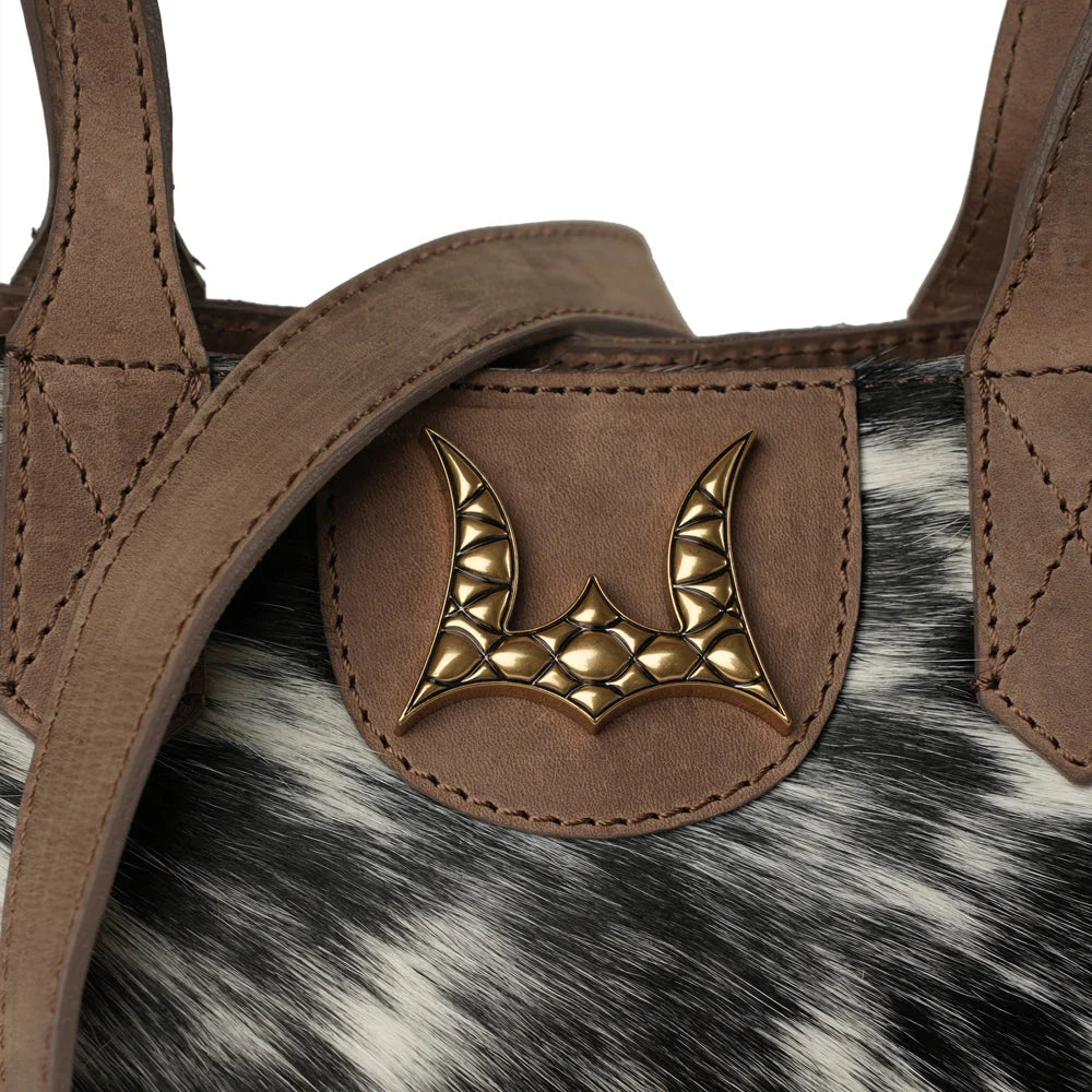 Loyal West by Myra - Dakota Medium Crossbody – Black & White Cowhide