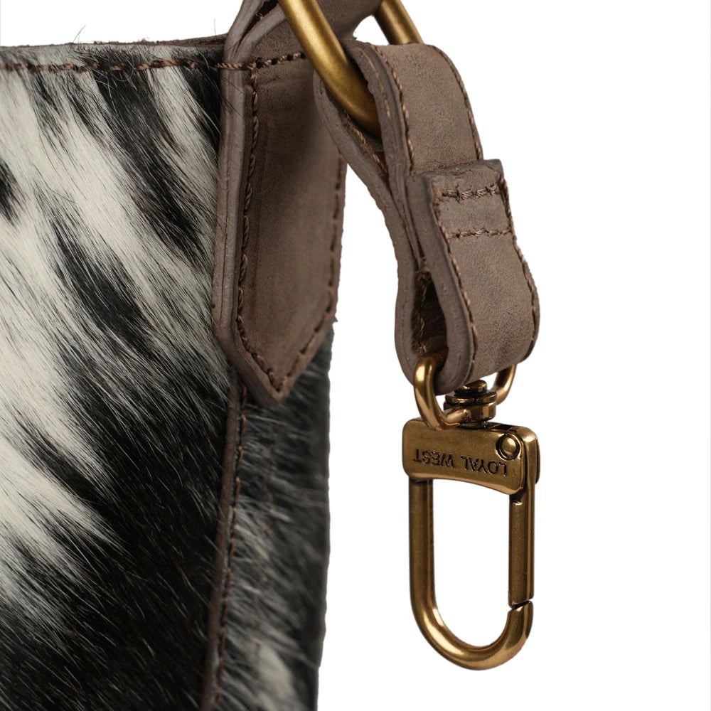 Loyal West by Myra - Dakota Medium Crossbody – Black & White Cowhide