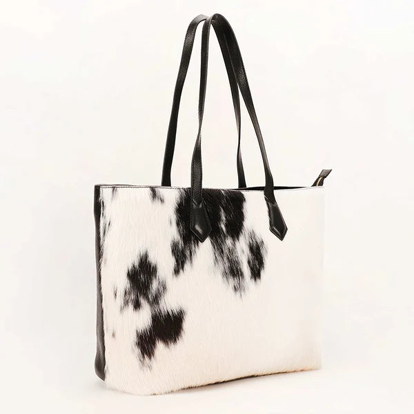Myra - California Poppy Large Bag – Black & White Cowhide