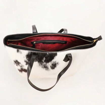 Myra - California Poppy Large Bag – Black & White Cowhide