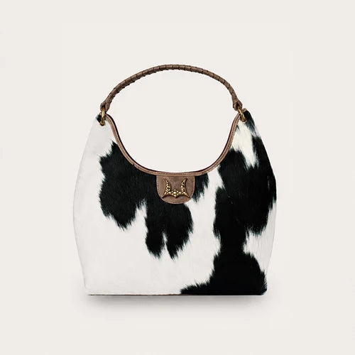 Loyal West by Myra - Medium Purse – Black & White Cowhide