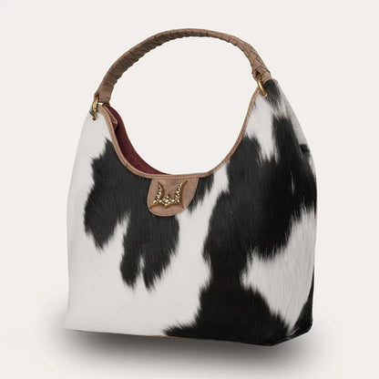 Loyal West by Myra - Medium Purse – Black & White Cowhide
