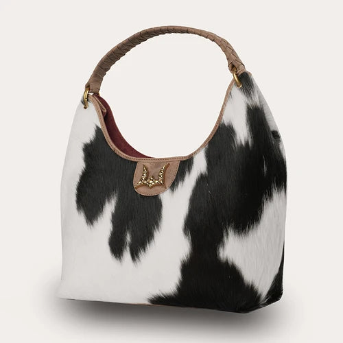 Loyal West by Myra - Medium Purse – Black & White Cowhide