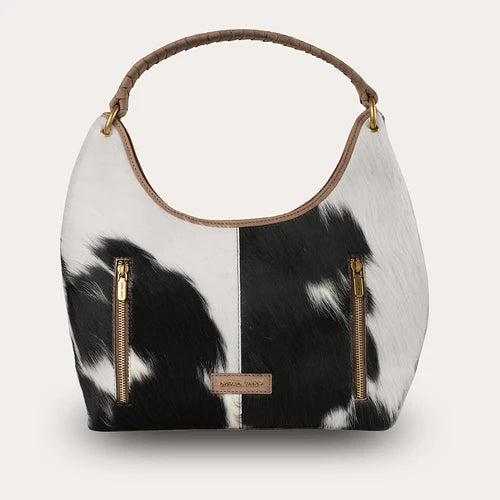 Loyal West by Myra - Medium Purse – Black & White Cowhide