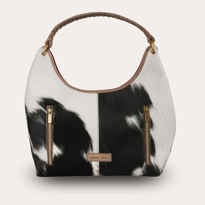 Loyal West by Myra - Medium Purse – Black & White Cowhide