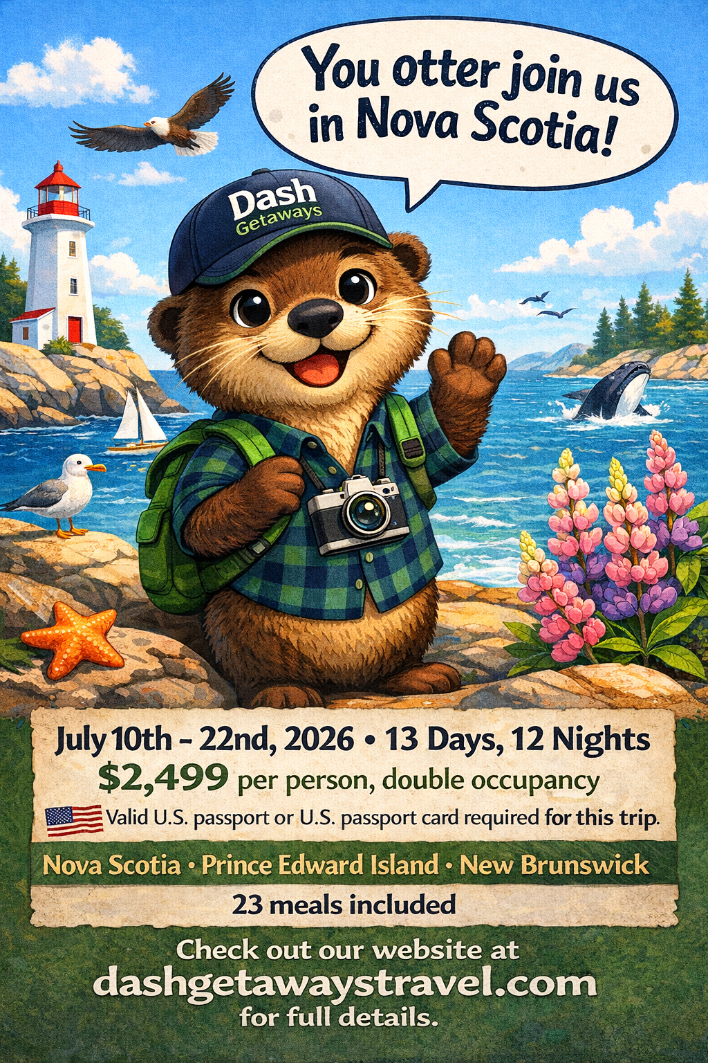 Jul 10-22, 2026: Hidden Gems of the North: Nova Scotia, Prince Edward Island & New Brunswick: Pick Up Locations: Merrillville, Plymouth & Ft. Wayne