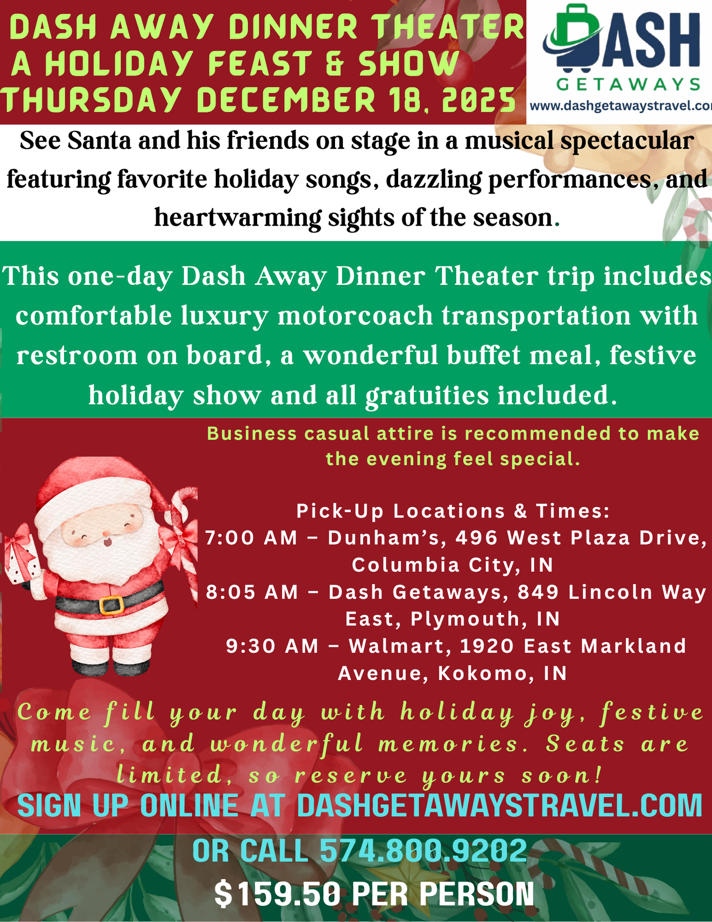 Beef & Boards Dash Away Dinner Theater – A Holiday Feast & Show - Indianapolis