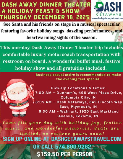 Beef & Boards Dash Away Dinner Theater – A Holiday Feast & Show - Indianapolis