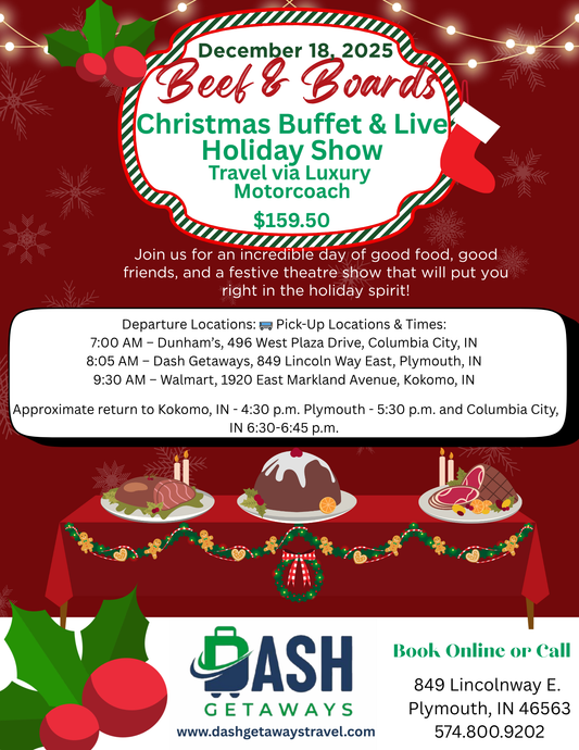 Beef & Boards Dash Away Dinner Theater – A Holiday Feast & Show - Indianapolis
