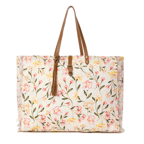 Myra Brookside Cotton & Leather Weekender Bag