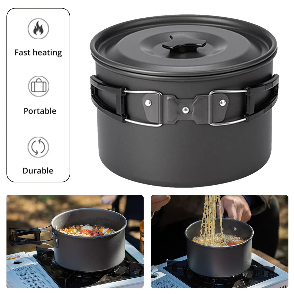 Portable Folding Handle Camping Non-Stick Cooking Pot