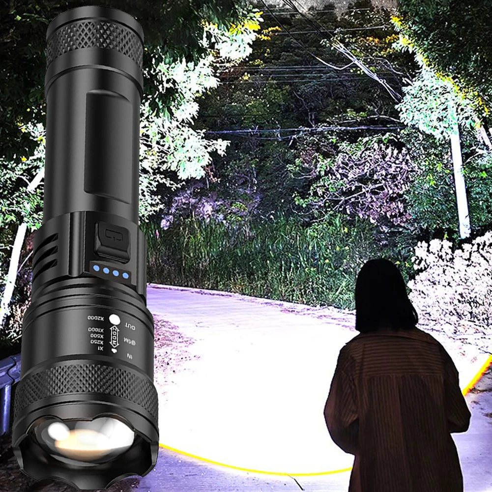 Rechargeable 3 Light Modes Type C USB Zoomable Flashlight