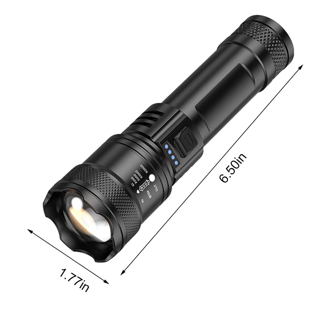 Rechargeable 3 Light Modes Type C USB Zoomable Flashlight