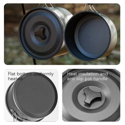 Portable Folding Handle Camping Non-Stick Cooking Pot