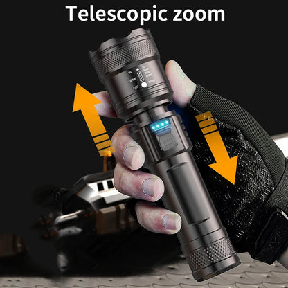 Rechargeable 3 Light Modes Type C USB Zoomable Flashlight
