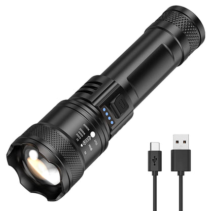 Rechargeable 3 Light Modes Type C USB Zoomable Flashlight