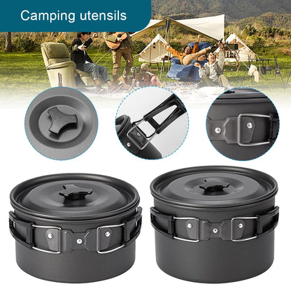 Portable Folding Handle Camping Non-Stick Cooking Pot